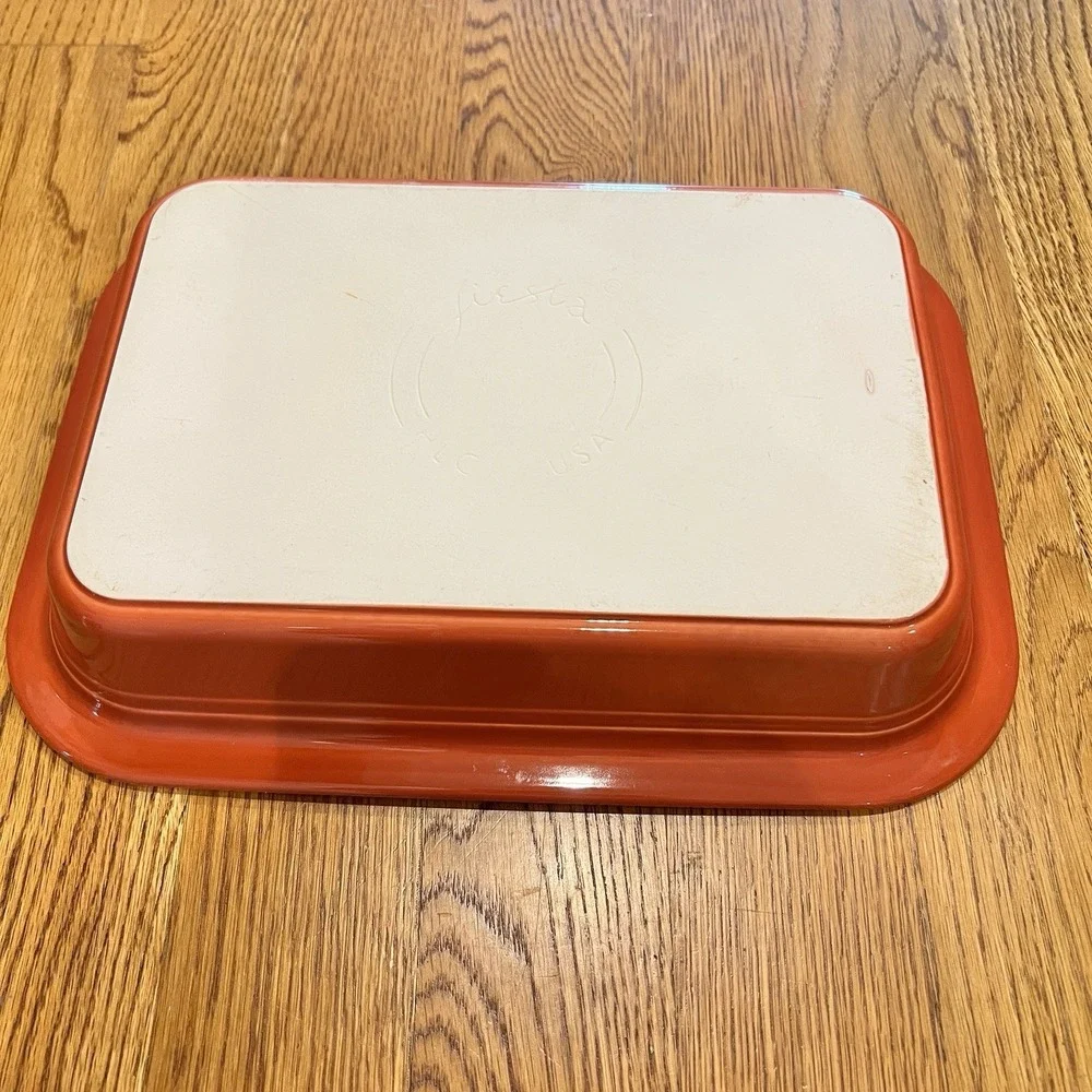 Fiesta 9x13 Rectangular Lasagna Baking Dish Rust Orange Ceramic HLC USA
